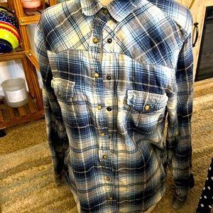 Jachs Girlfriend Plaid Snap Button Flannel Button Down Size Small